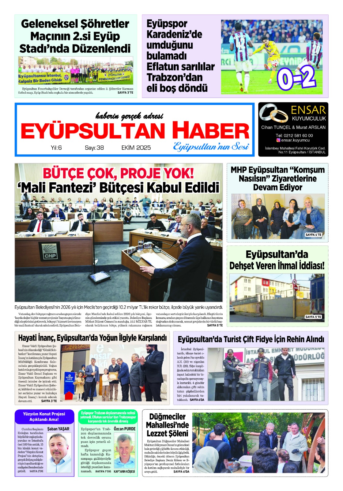 Eyüpsultan Haber Gazetesi 38. sayısı çıktı