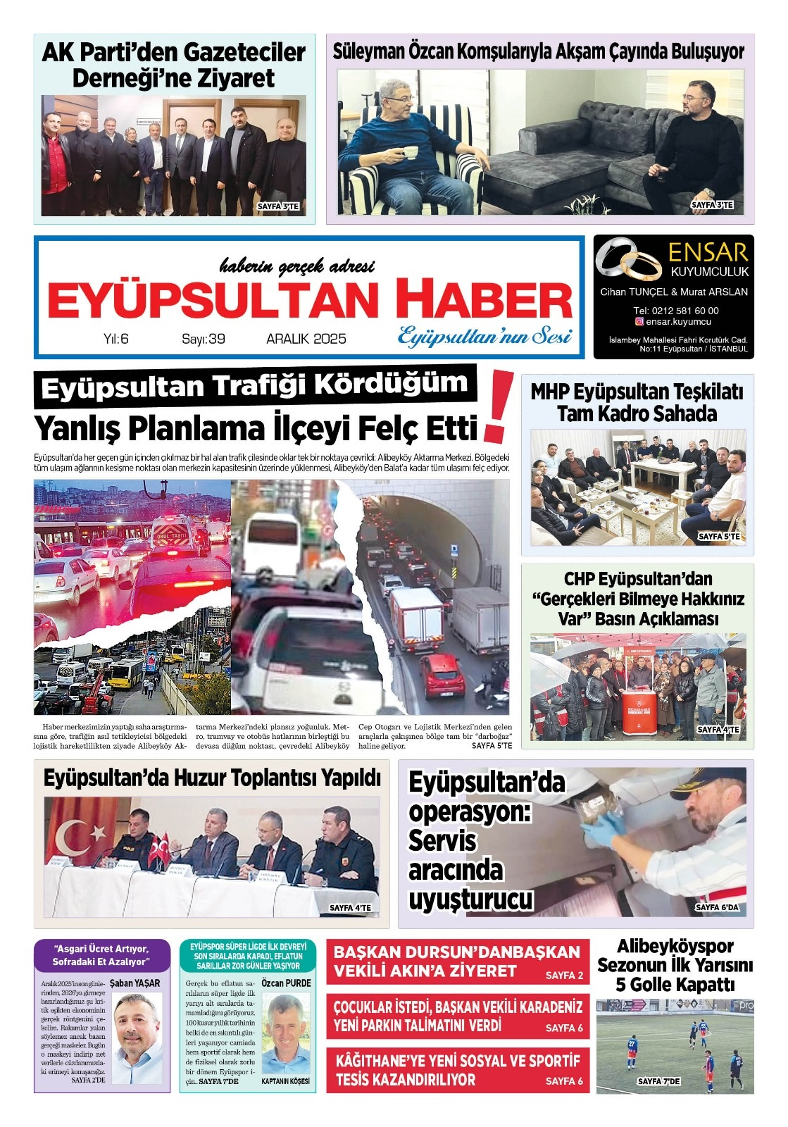Eyüpsultan Haber Gazetesi 39. sayısı çıktı