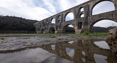 Alibeyköy Barajı'nda Mağlova Kemeri'nin tüm ayakları ortaya çıktı