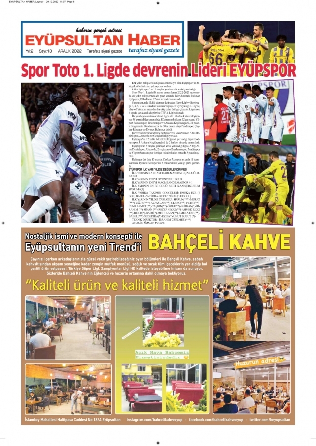 Yeni sayımız çıktı. Eyüpsultan Haber Gazetesi 13. Sayısı