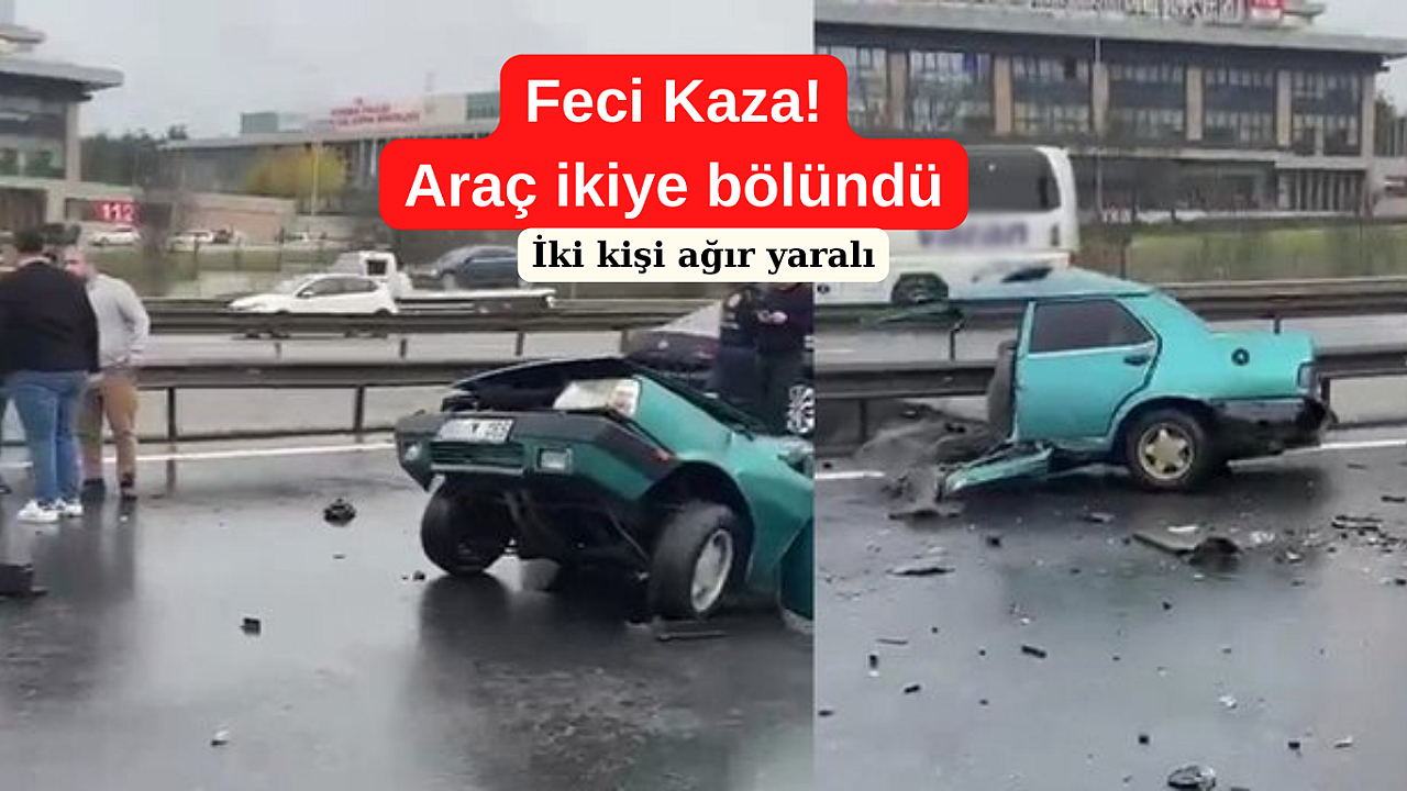 Sapağı kaçırdı kaza yaptı, Otomobil ikiye bölündü