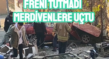 Merdivenlerden uçan araçtan son anda kurtuldu