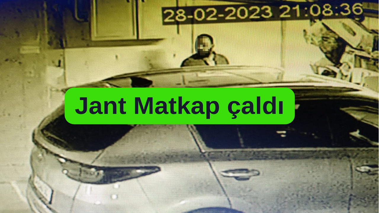 Otoparka girdi otomobil jantı ile matkap çaldı