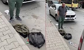 Eyüpsultan'da sokakta bulunan çantada çok sayıda tüfek fişeği bulundu