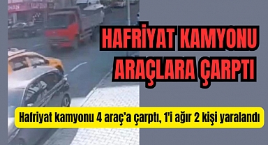 Hafriyat Kamyonu Park Halindeki  Araçlara Çarptı