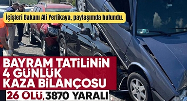 Dört günlük bayram bilançosu: 2 bin 453 trafik kazası yaşandı