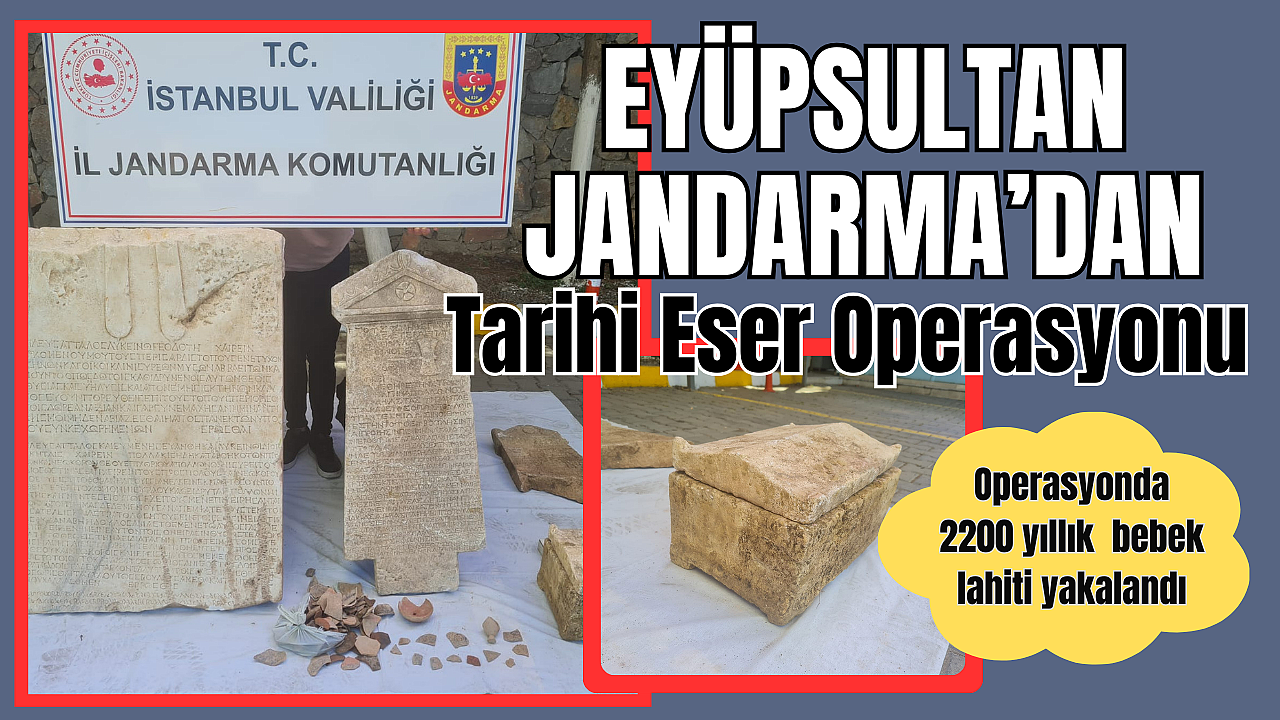 Eyüpsultan Jandarma Roma dönemine ait lahit ele geçirdi. 5 gözaltı var