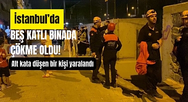 İstanbul'da binanın 4.kat tabanı çöktü! Alt kata düşen bir kişi yaralandı