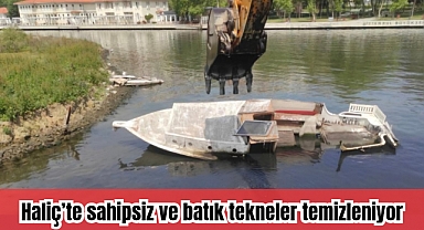 Eyüpsultan’da batık tekneler kaldırılıyor