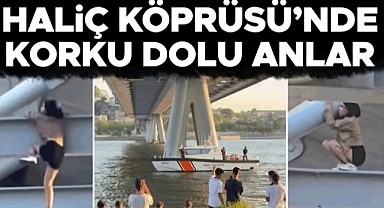 Haliç Köprüsü'nde intihar girişimi! Genç kadın demirlerden sarktı