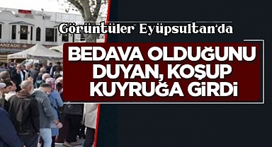 Eyüpsultan’da pilav dağıtıldı; almak isteyenler kuyruk oluşturdu