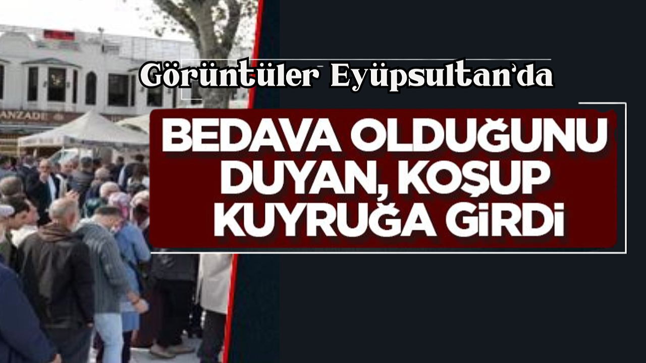Eyüpsultan’da pilav dağıtıldı; almak isteyenler kuyruk oluşturdu
