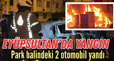 Eyüpsultan'da Park Halindeki Otomobiller Alev Alev Yandı