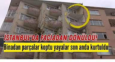İstanbul'da faciadan dönüldü! Binadan parçalar koptu…