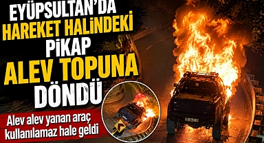 Eyüpsultan'da hareket halindeki pikap alev topuna döndü