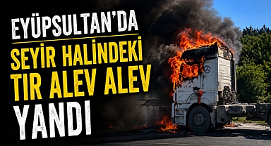 Eyüpsultan'da seyir halindeki tır alev alev yandı