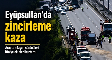 Eyüpsultan'da zincirleme kaza: Temizlik aracına çarptı, 6 yaralı