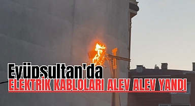 Eyüpsultan'da elektrik kabloları alev alev yandı