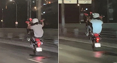 Haliç Köprüsü'nde motosiklet sürücüsünden tehlikeli hareketler