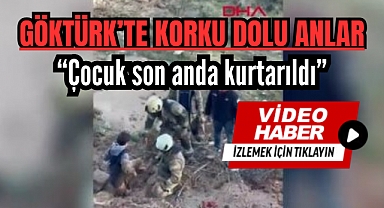 Eyüpsultan'da çamura saplanan çocuk böyle kurtarıldı